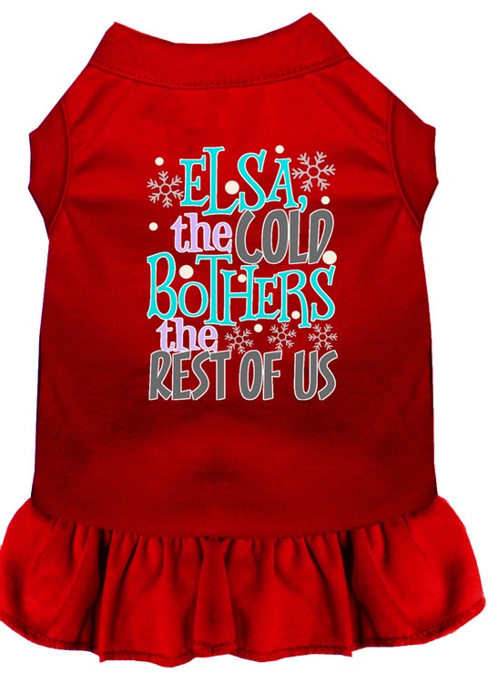 Elsa, the Cold Screen Print Dog Dress Red XS